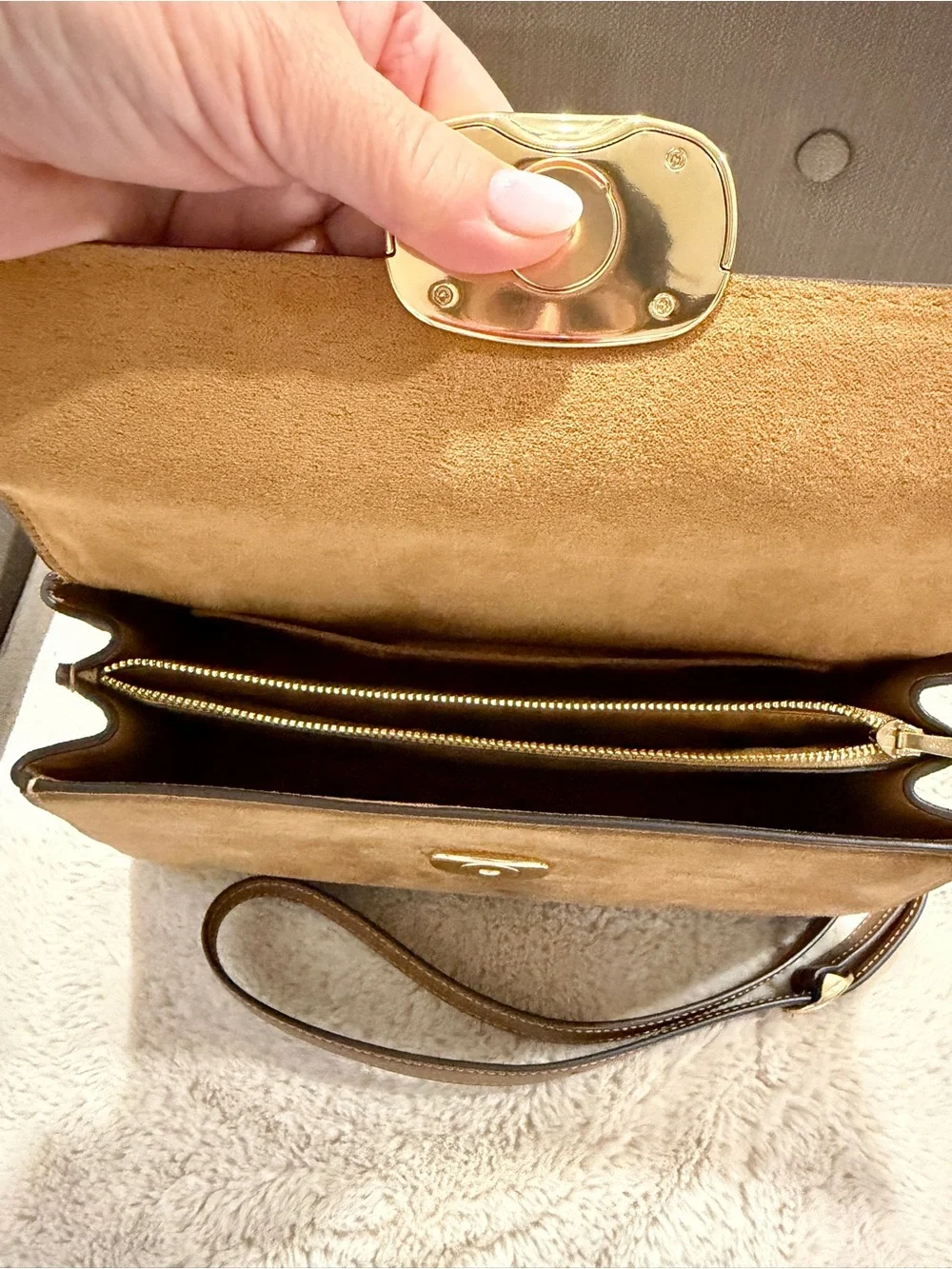 Coach Eliza Tan Suede Top-Handle Satchel